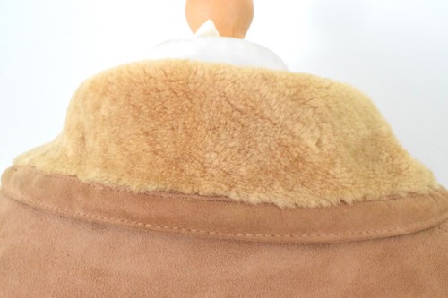 WOOLRICH Californian Lamb Suede Shearling Coat Size 42R/52R XL Vintage Camel USA - Picture 11 of 20