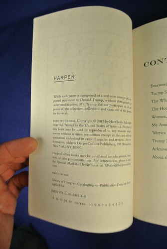 BARD OF THE DEAL Hart Seely THE POETRY OF DONALD TRUMP Book - Picture 3 of 9