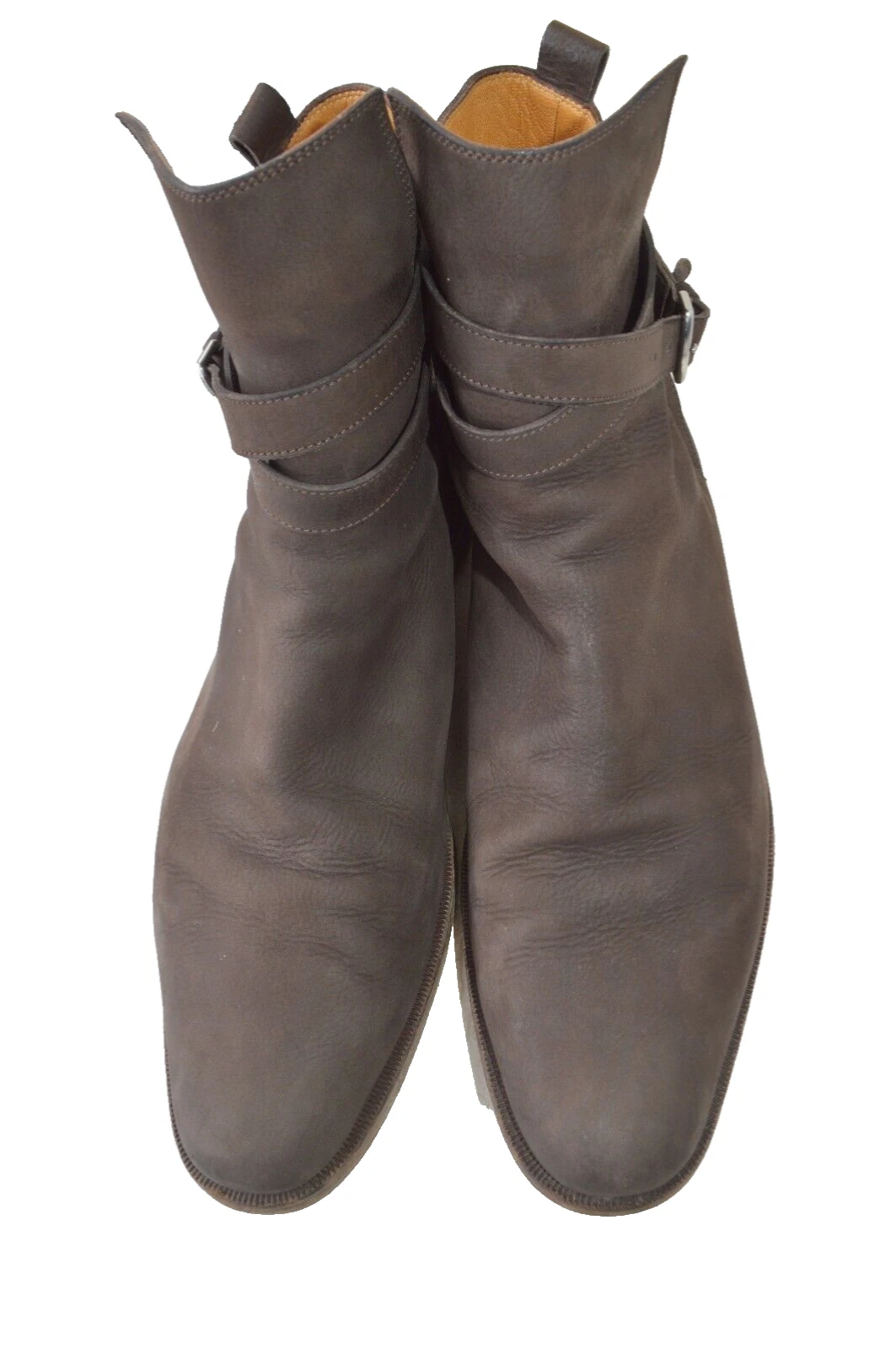 HERMÈS HERMES MONK STIVALI MORBIDI IN PELLE SCAMOSCIATA CON CINTURINO MISURA EU 44 5 US 11 5 UK10 5 SCARPE GRIGIE