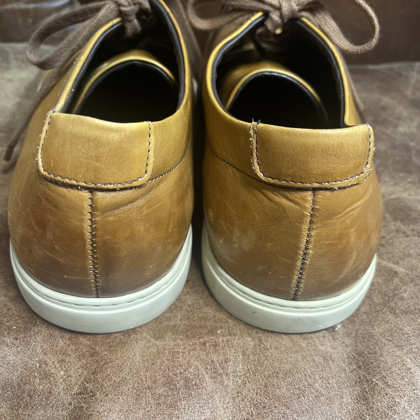 Allen Edmonds CANAL COURT Tan Walnut Leather Sneakers Low Top Men's ...