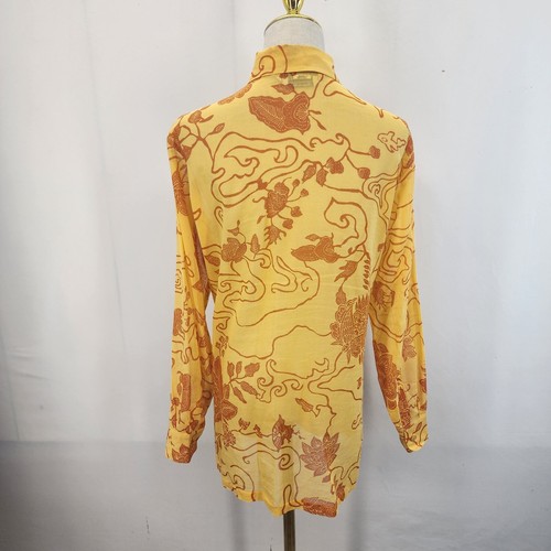 MAX MARA Yellow Floral Long Lightweight Blouse Shirt Long Sleeve M/L - Picture 5 of 12