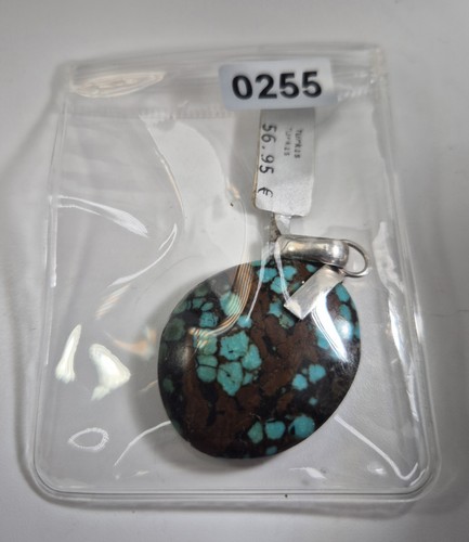 Anhänger Türkis Cabochon Spiderweb Hubei China über Silber 925 Unikat 255 - Bild 10 von 10