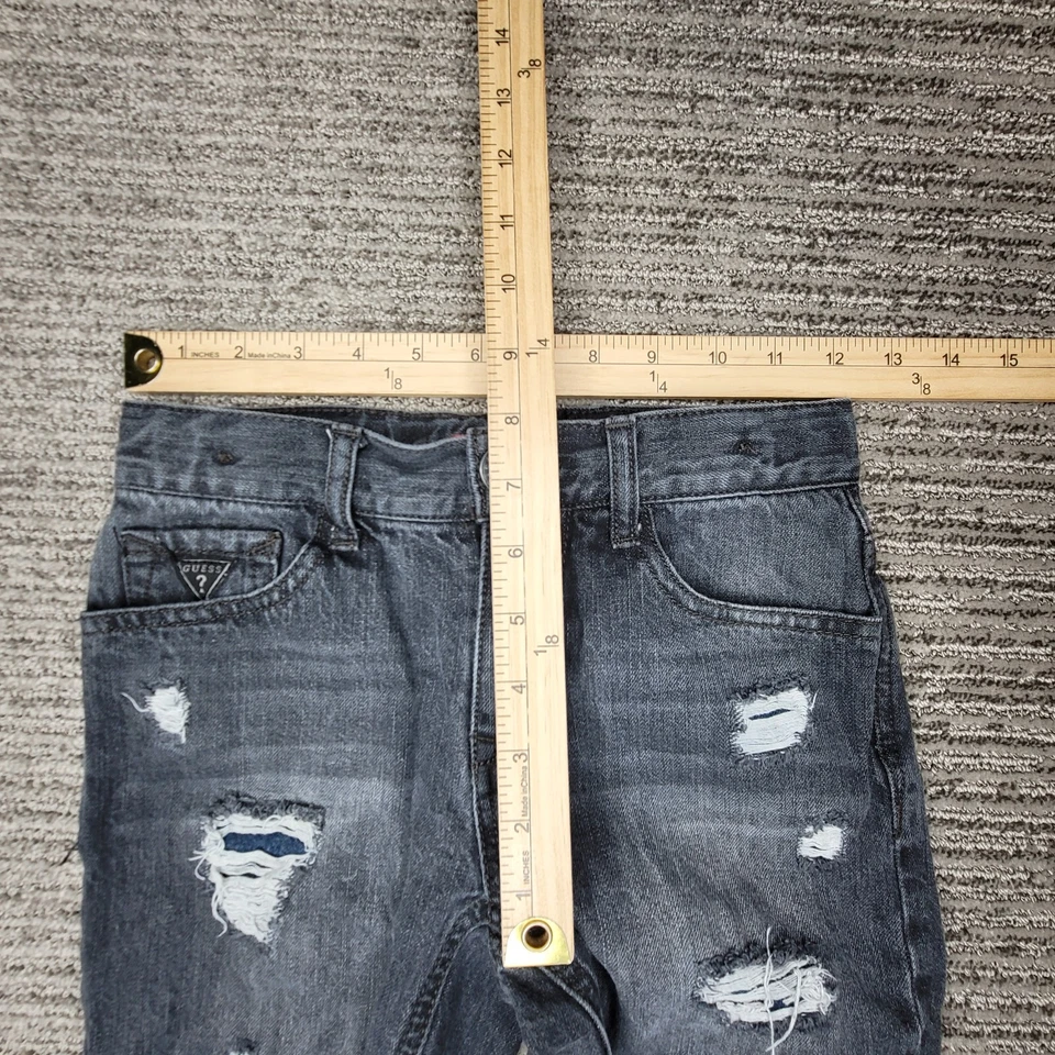 Guess Size 10 Girls Shorts Distress Mid Rise Zipper Denim Black Gray - Image 3 of 4