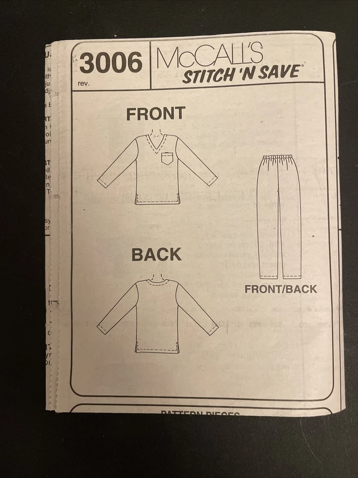 Stitch n Save Pattern Top Pants Pajama Small Medium Large Unisex Precut 3006 - Image 4 of 4