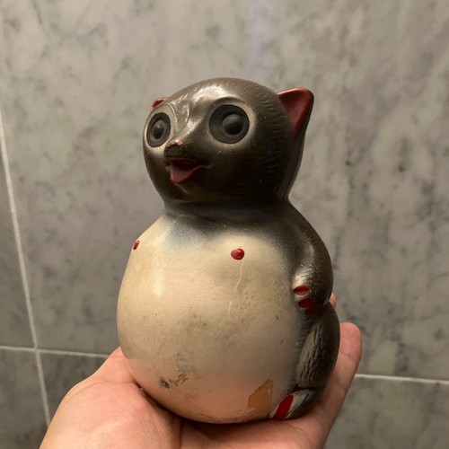 Vintage 1930s-40s Hand-Painted Tanuki Figurine – Lucky Raccoon Dog Statue - Picture 11 of 12