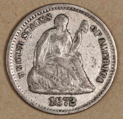 1872-s Seated Liberty Half Dime.  VF Detail.  191224