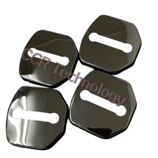 4X Polished Black Stainless Steel Door Latch Striker Cover Fits 12-18 Focus