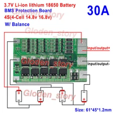 4S 14.8V 30A Li-ion Lithium 18650 Battery BMS Packs Protection PCB Balance Board