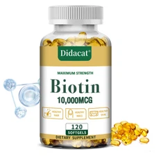 Biotin Dietary Supplement For Healthy Hair Skin & Nails Support 30-120 Capsules