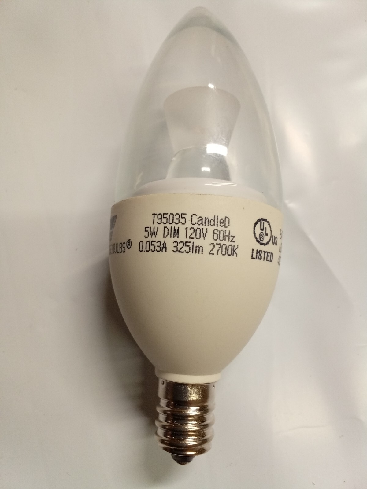2 Pack Triangle Bulbs E12 Candelabra BASE Dimmable 5 W LED Light Bulbs
