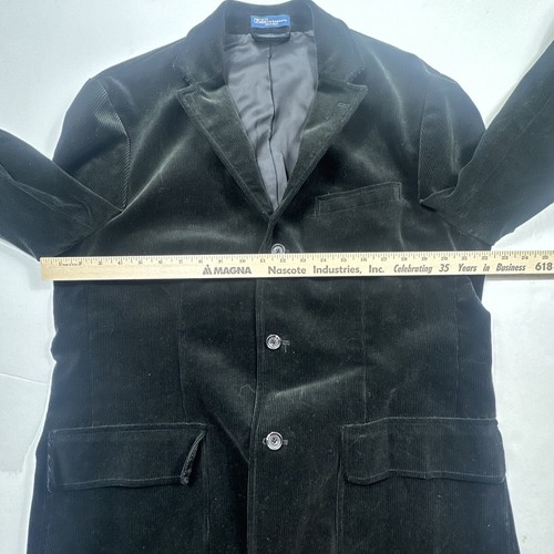 VINTAGE Polo Ralph Lauren blazer uomo taglia 44R nero velluto a coste giacca cappotto sportivo - Foto 6 di 11