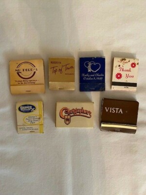 6 Vintage Matchbooks and 1 Match Box Some Used and Some New