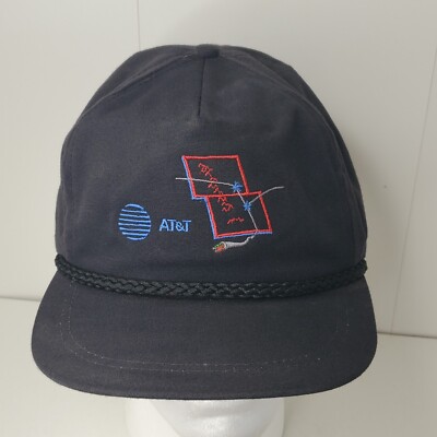 VTG AT&T USA Embroidered Strapback Hat Baseball Cap Telephone Cell Logo Internet