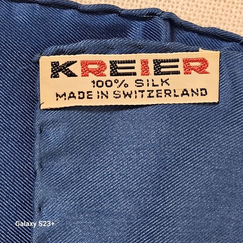 B Altman & Co NY 100% Silk made in Switzerland Kreier Blue Scarf Royal Coat - Picture 4 of 5