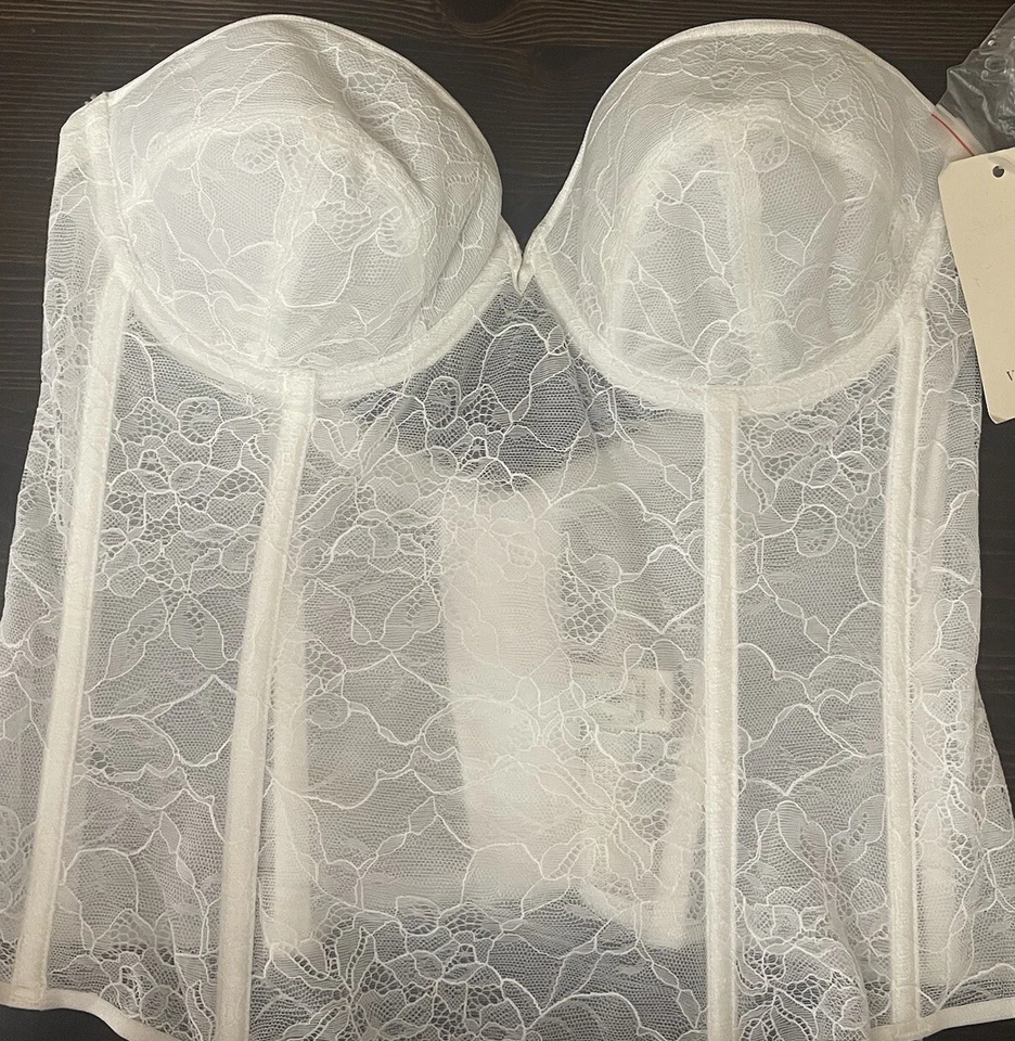 Vera Wang Corsé Bustier Blanco Talla 38B Nuevo Con Etiquetas Foto 2 de 4