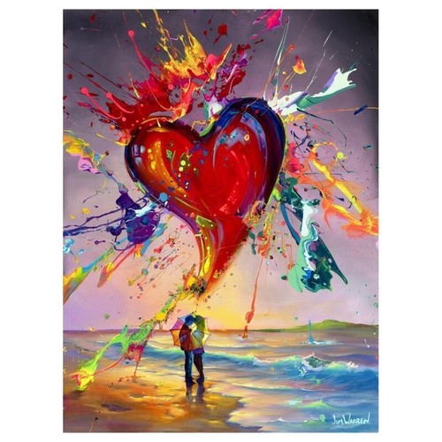 2 FRAMED JIM WARREN - HAND SIGNED EMBELLISHED FRAMED LOVE IS IN THE AIR & OTHER