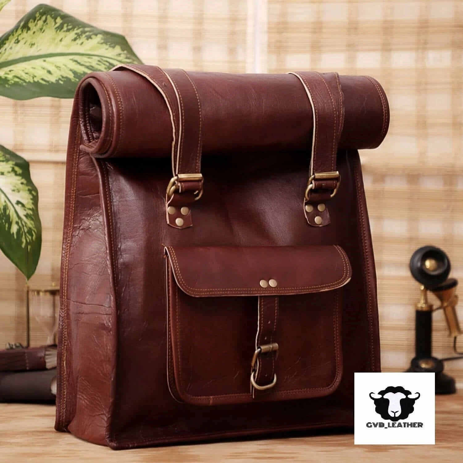 Handmade Genuine Leather Backpack Bag Rucksack Travel Vintage Men's