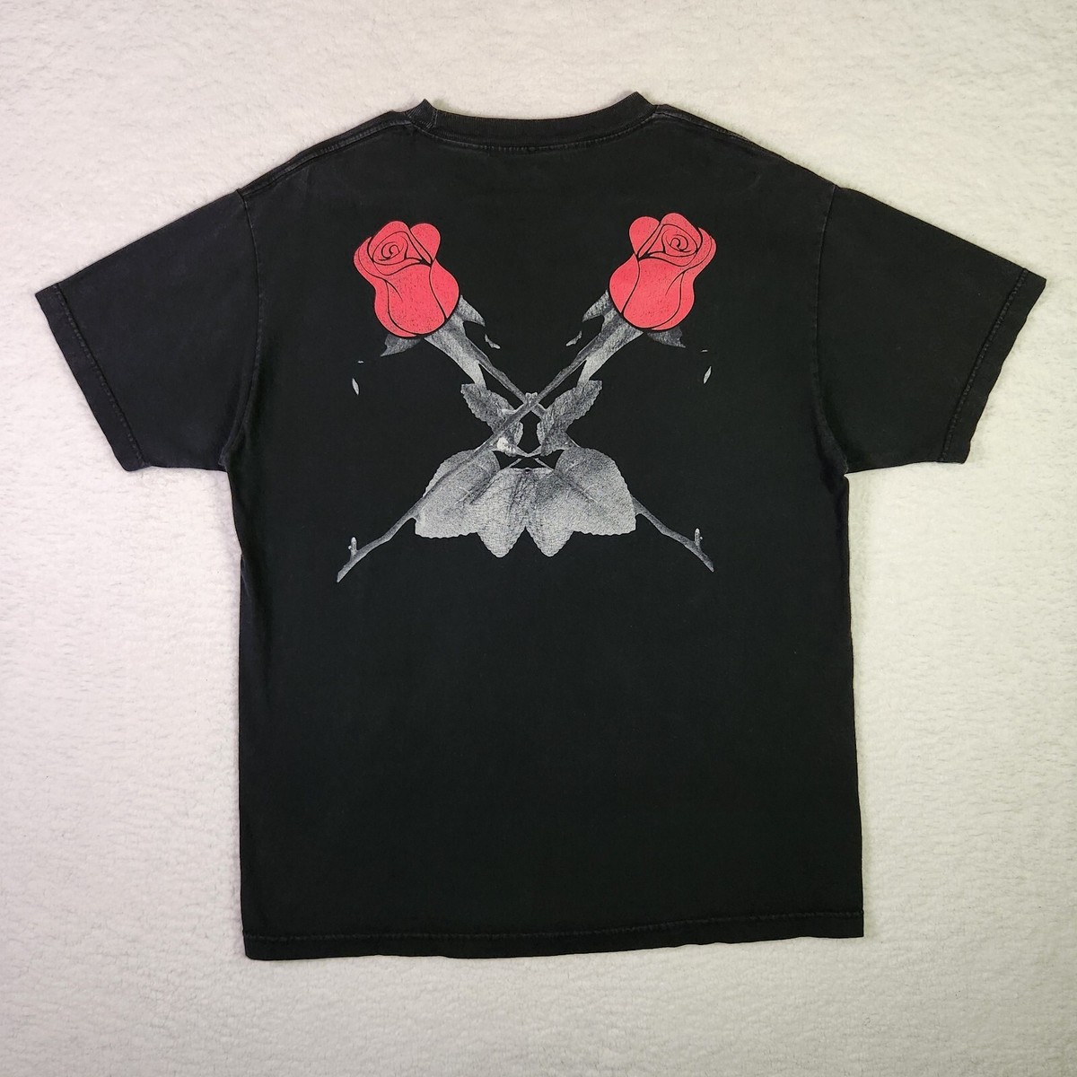 VINTAGE Black Scale Shirt Large Black Distressed Streetwear