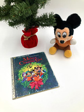 Vintage Mickey Mouse Bob Cratchit Plush and Mickey's Christmas Carol Golden Book