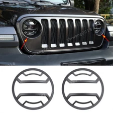 Black ABS Front Headlight Lamp Cover For Jeep Wrangler JL JT Gladiator 2018-2020