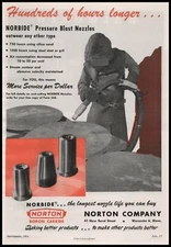 1954 Norton Co. Boron Carbide Pressure Nozzles Photo Blast Suit Print Ad