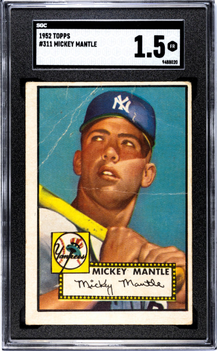 1952 Topps #311 Mickey Mantle SGC 1.5 Nice Color