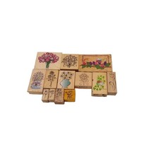 Wooden Rubber Stamps Flower Tulip Roses New Used Lot Of 13