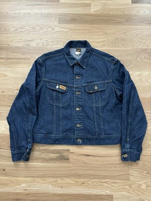Vintage 70s Lee Riders Dark Denim Trucker Jacket PATD-153438 Made in USA 46 Long