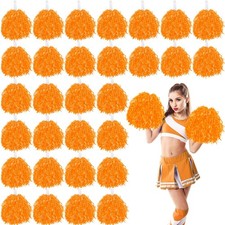 60 Pcs Orange Cheerleading Pom Poms Bulk Cheer Pom Poms Sets Metallic Foil Fu...