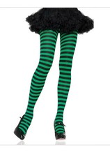 Leg Avenue Black  Green Striped Nylon Tights for Women OS 90165 lbs 