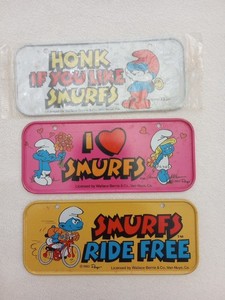 Mini License Plate Lot Smurfs Vintage 80s Cereal