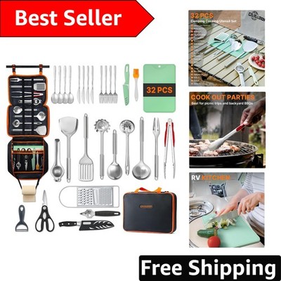 Portable 32-Piece Cooking Utensil Kit with Organizer Bag for Camping Adventures
