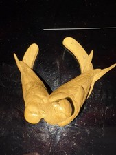 COUPLE D HIRONDELLES SUR FER A CHEVAL SIGNÉ L• CARVIN EN BRONZE