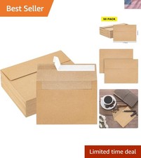 Elegant 50 Pack Self-Seal Kraft Paper Envelopes 5x7 for Invitations Postcards