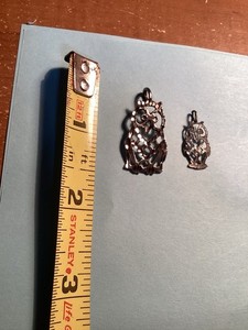 Two Sterling Silver Owl Pendant / Charms