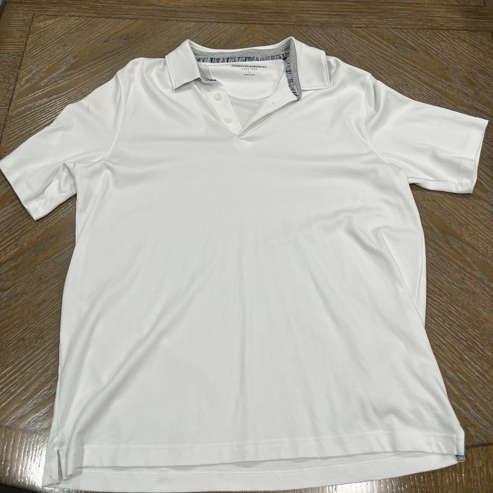 Johnston & Murphy men’s Button Up Shirt Short Sleeve Large Flip Collar