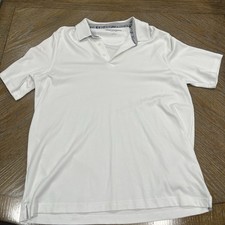 Johnston  Murphy men  s Button Up Shirt Short Sleeve Large Flip Collar