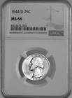 1944-D  25C WASHINGTON SILVER QUARTER "DENVER MINT" NGC MS66 #8343475-003