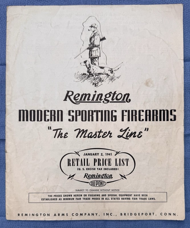 Vintage 1941 Remington “The Master Line” RETAIL Price List