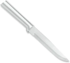 Stubby Butcher Knife, 5.38" Stainless Steel Hollow Ground Blade, Silver Handle