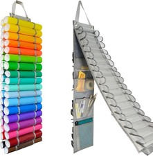 Vinyl Roll Holder - 36 Compartments Vinyl Storage Organizer with 7 Mesh Pockets