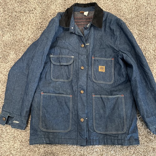VTG Big Ben by Wrangler Denim Chore Jacket Blanket Lined Corduroy Collar 42R USA