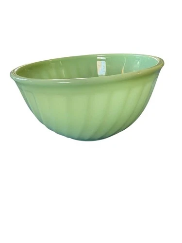 Fire King Vintage Jadeite Green Swirl Oven Ware Bowl 8" Diameter 4" Tall