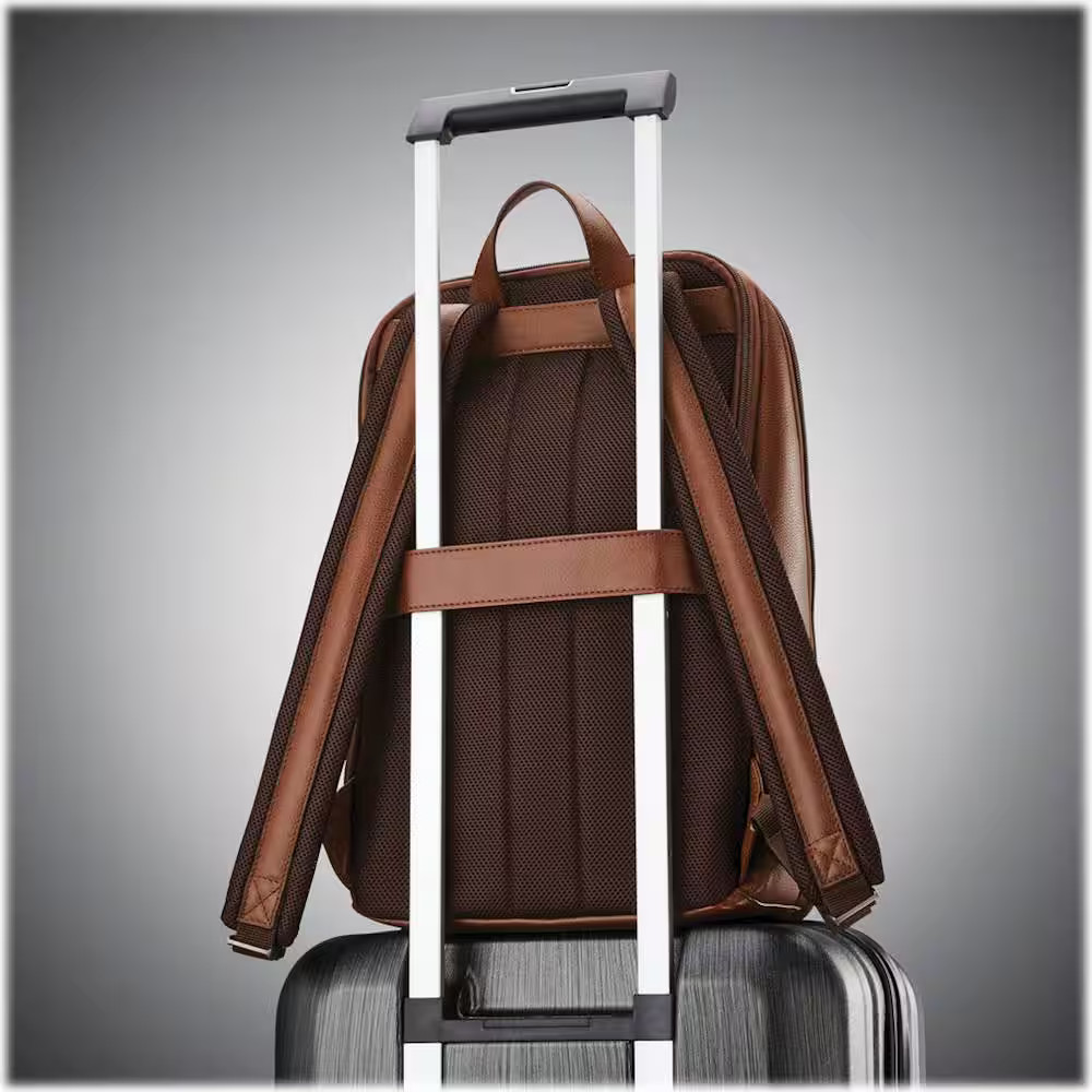 Samsonite - Classic Leather Slim Backpack for 14.1" Laptop - Cognac