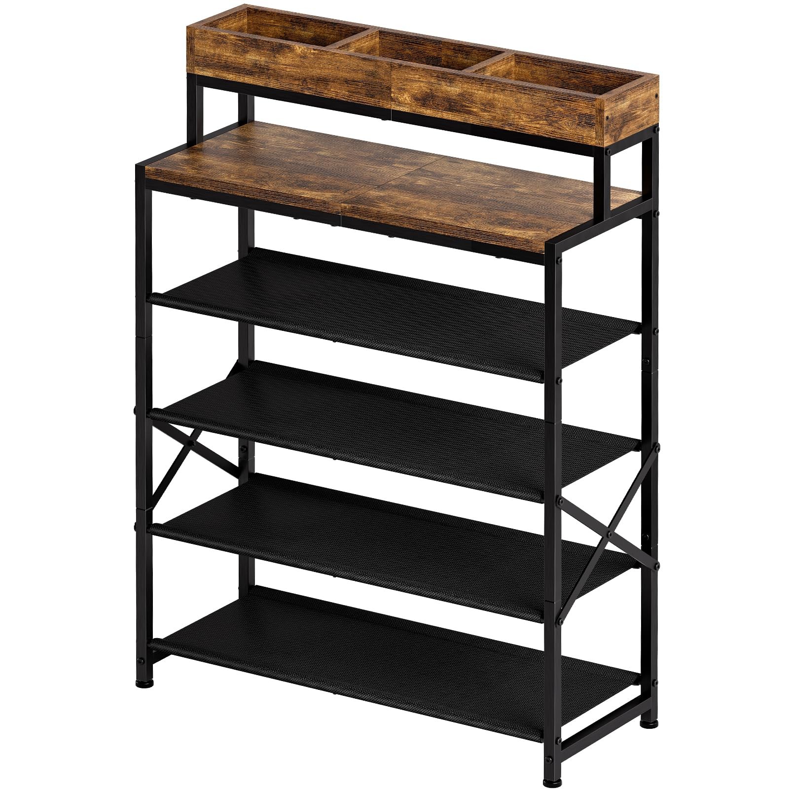 6-Tier Oxford Fabric Shoe Rack with Storage Compartments-image