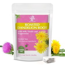 Roasted Dandelion Root Tea with Milk Thistle and Peppermint - Herbal Tea for Cle