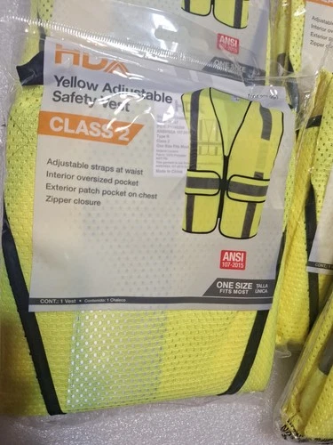 Lot Of 8 HDX Class 2 Hi Yellow Safety Vest Adjustable 2 Pockets Zipper image 4