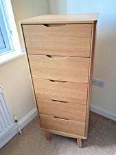 John Lewis Bow 5 Drawer Tallboy Chest, Natural