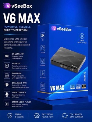 vSeeBox V6 MAX 8K  Certified Distributor/ FAST/FREE SHIPPING