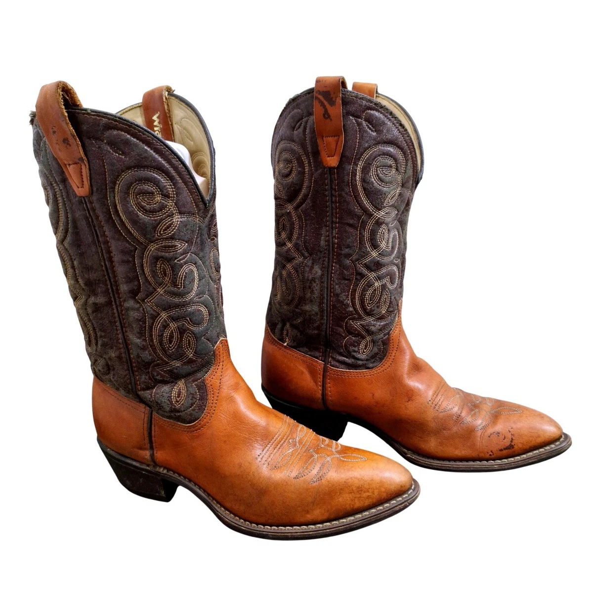 Vintage Wrangler Phoenix Cowboy Boots Mens 8.5D Brown Leather Western Made USA COWBOY BOOT RESTOCK ?️ Available now #heavenscloset  main image 2
